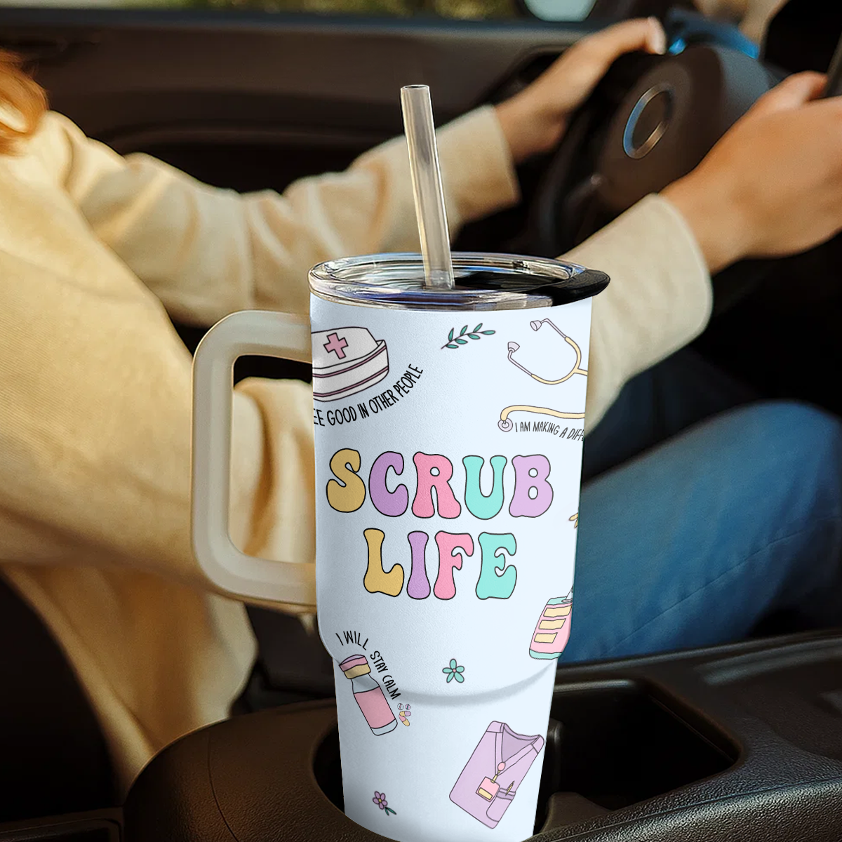 Scrub Life - Personalized Nurse 40oz Tumbler With Handle