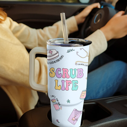 Scrub Life - Personalized Nurse 40oz Tumbler With Handle