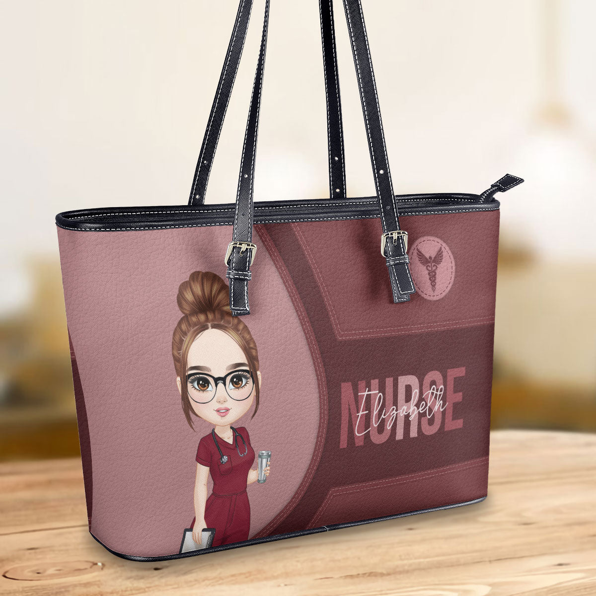 Kind Nurse - Personalized Custom Nurse Leather Tote Bag