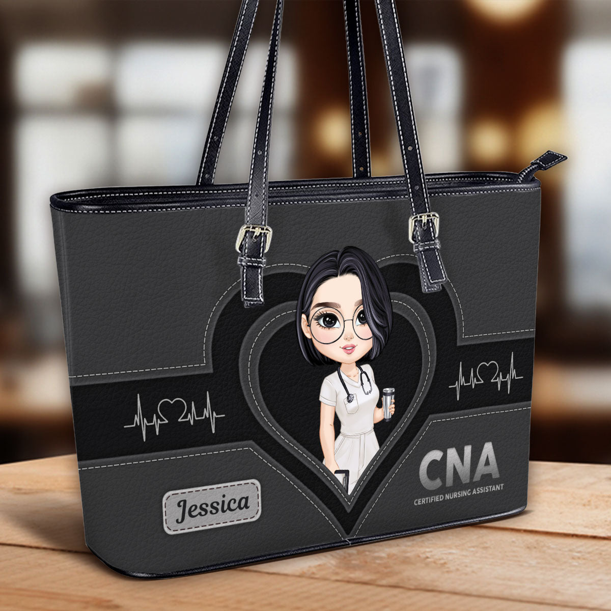 Nursing Scrub Life - Personalized Custom Nurse Leather Tote Bag