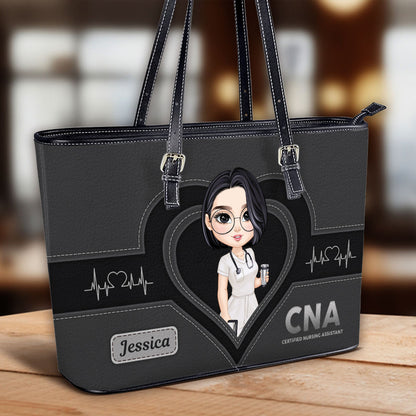 Nursing Scrub Life - Personalized Custom Nurse Leather Tote Bag