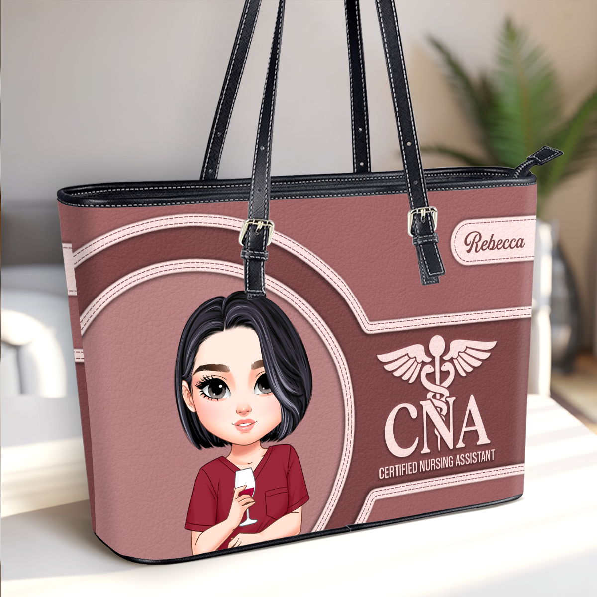 Worlds Best Nurse - Personalized Custom Nurse Leather Tote Bag