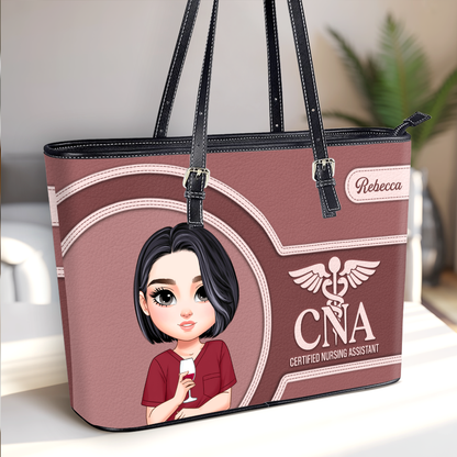 Worlds Best Nurse - Personalized Custom Nurse Leather Tote Bag