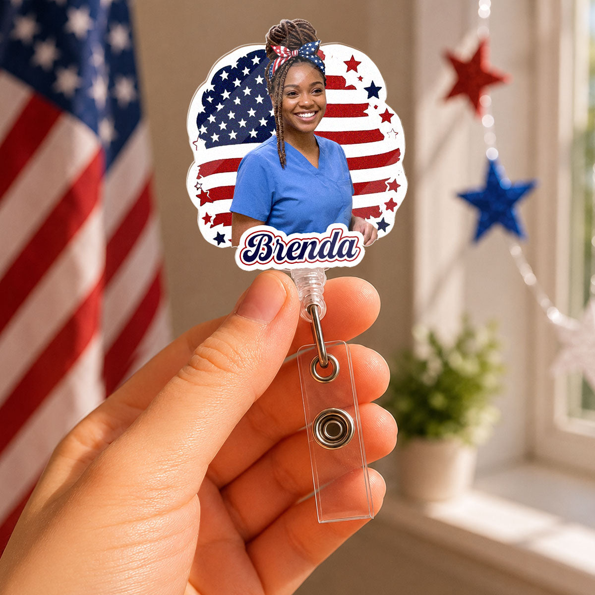 Patriotic Nurse Spirit - Personalized Nurse Badge Reel