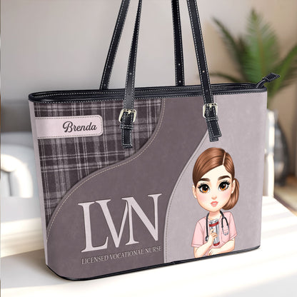 Nurse With Bright Life - Personalized Custom Nurse Leather Tote Bag