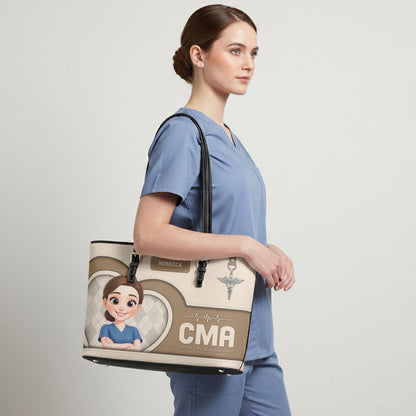 Delightful Nurse Style - Personalized Custom Nurse Leather Tote Bag