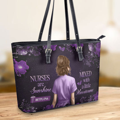 Sunshine Nurses - Personalized Custom Nurse Leather Tote Bag