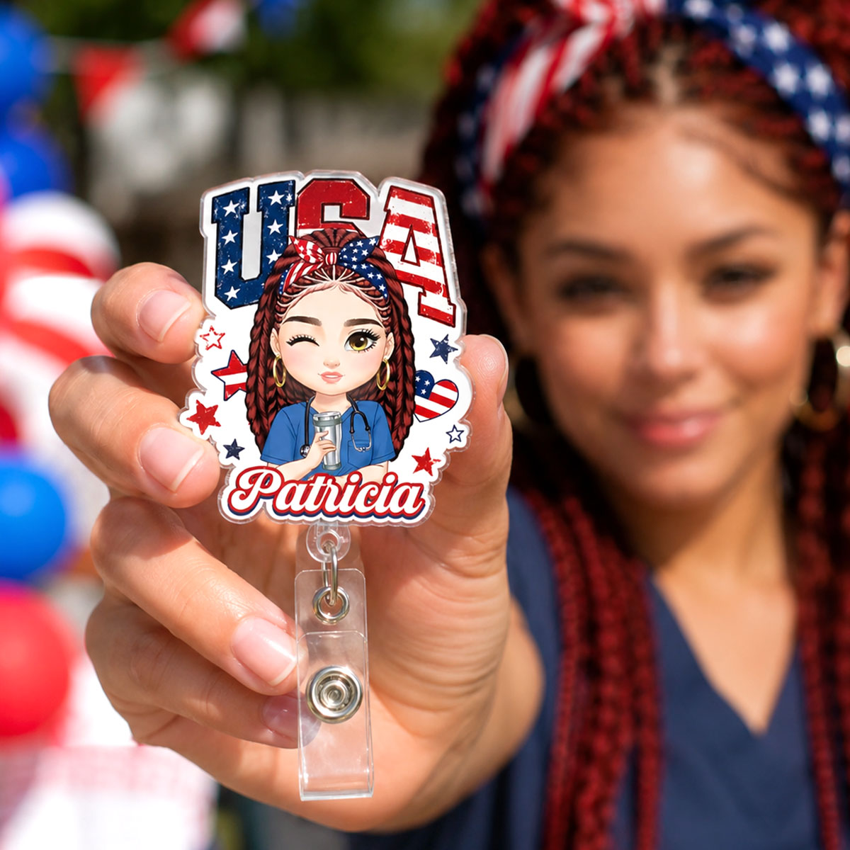 American Nurse Pride - Personalized Nurse Badge Reel