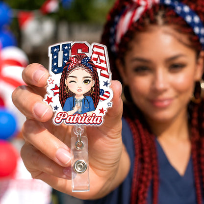 American Nurse Pride - Personalized Nurse Badge Reel