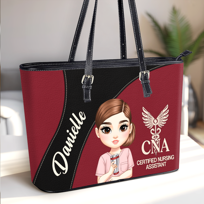 Charming Nurse - Personalized Custom Nurse Leather Tote Bag