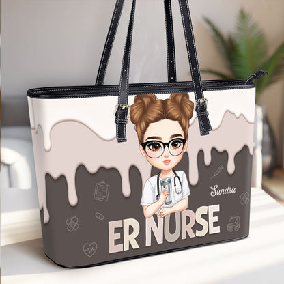 Super Hot Nurse - Personalized Custom Nurse Leather Tote Bag