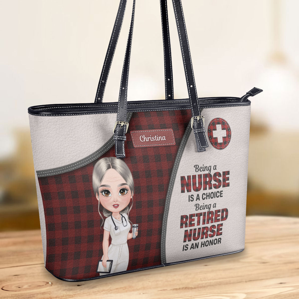 Be A Retired Nurse - Personalized Custom Nurse Leather Tote Bag