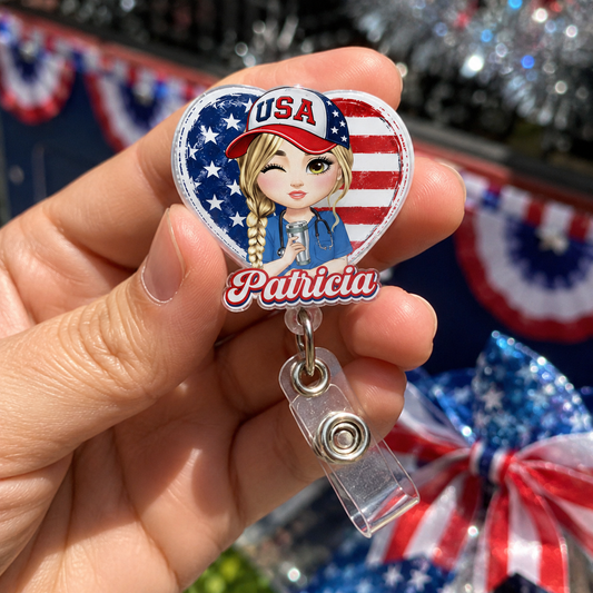 Patriotic Nurse Life - Personalized Nurse Badge Reel