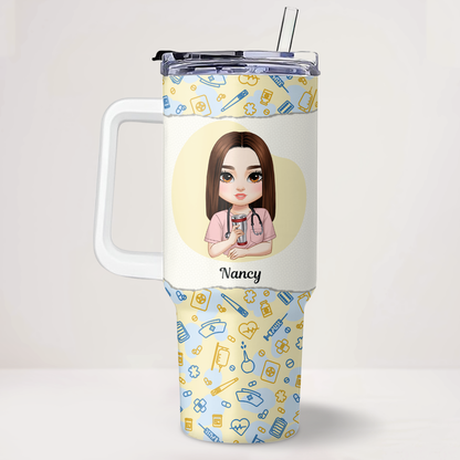 Livin' Scrub Life - Personalized Nurse 40oz Tumbler With Handle