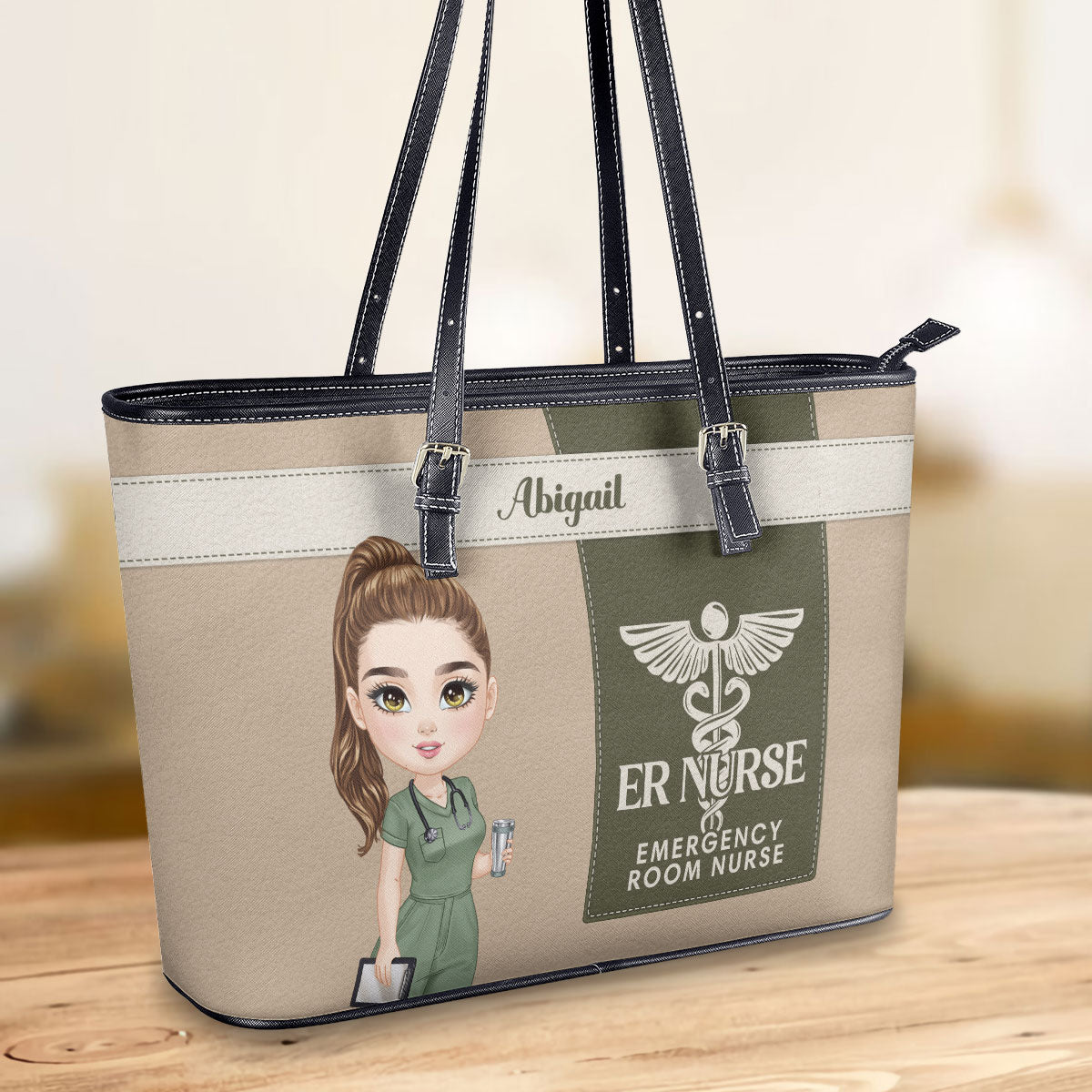 Aesthetic Nurse Style - Personalized Custom Nurse Leather Tote Bag