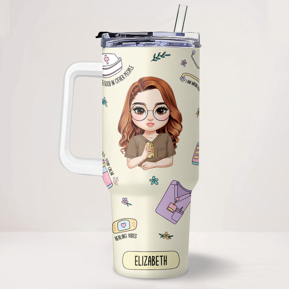 Nurse Life - Personalized Nurse 40oz Tumbler With Handle
