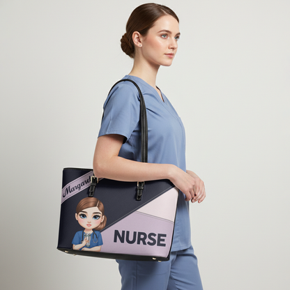 Nurse Kind Soul - Personalized Custom Nurse Leather Tote Bag
