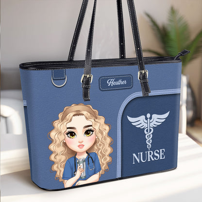 Clean Nurse Style - Personalized Custom Nurse Leather Tote Bag