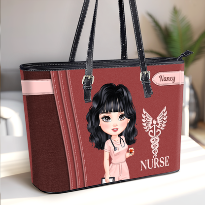 Fabulous Nurse Style - Personalized Custom Nurse Leather Tote Bag