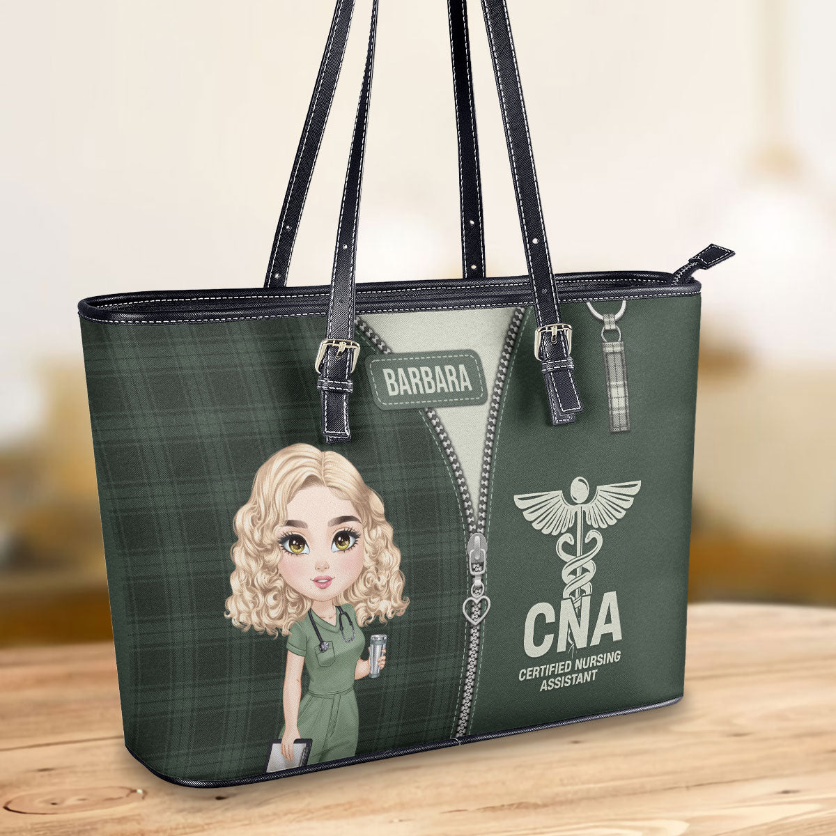 Nurse Classic Style - Personalized Custom Nurse Leather Tote Bag