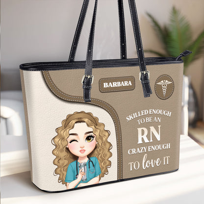 Skilled Nurse Energy - Personalized Custom Nurse Leather Tote Bag