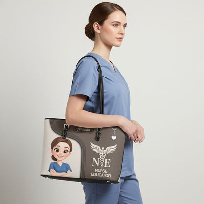 Nurse Bright Spirit - Personalized Custom Nurse Leather Tote Bag