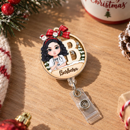 Cozy Holiday For Nurse - Personalized Nurse Badge Reel