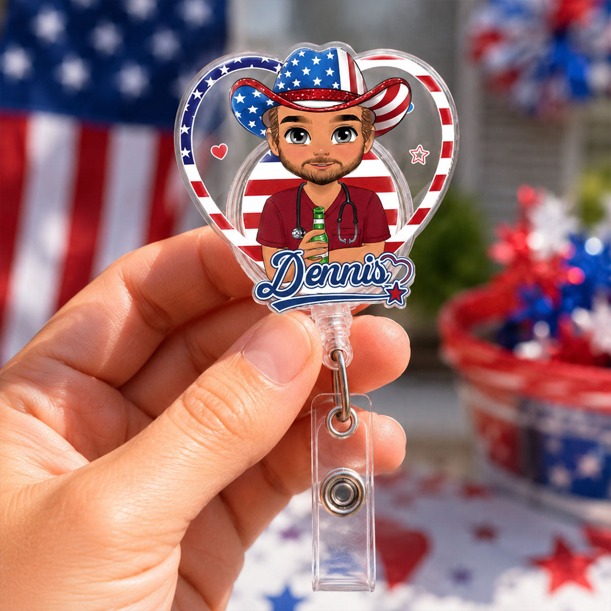 Sweet Nurse Patriot - Personalized Nurse Badge Reel