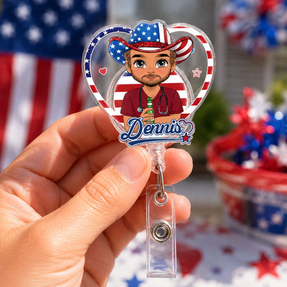 Sweet Nurse Patriot - Personalized Nurse Badge Reel