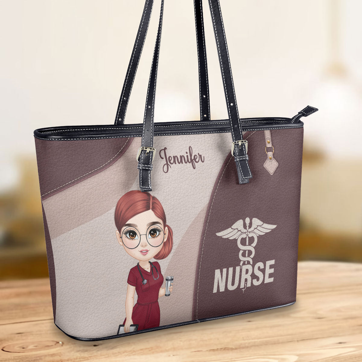 Amazing Nursing Life - Personalized Custom Nurse Leather Tote Bag