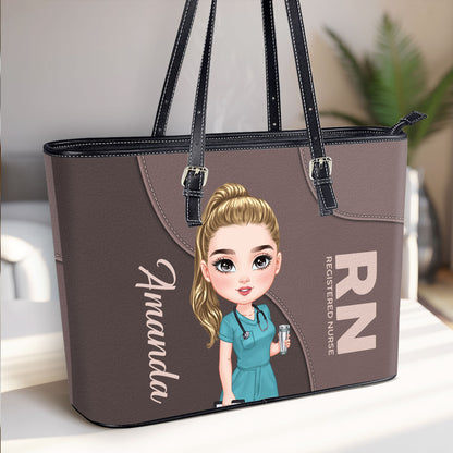 Refined Nurse Life - Personalized Custom Nurse Leather Tote Bag