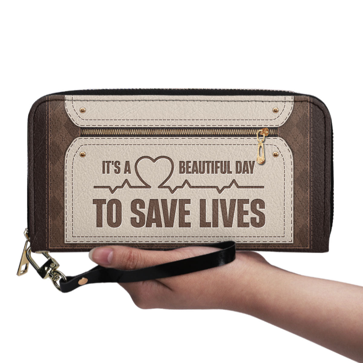 Beautiful Day To Save Lives - Personalized Nurse Leather Long Wallet