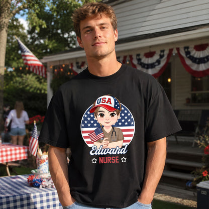 Nurse With Patriotic Spirit (Dark Ver.) - Personalized Custom Nurse T-shirt, Hoodie, Sweatshirt