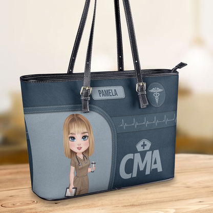 Nurse Cap - Personalized Custom Nurse Leather Tote Bag