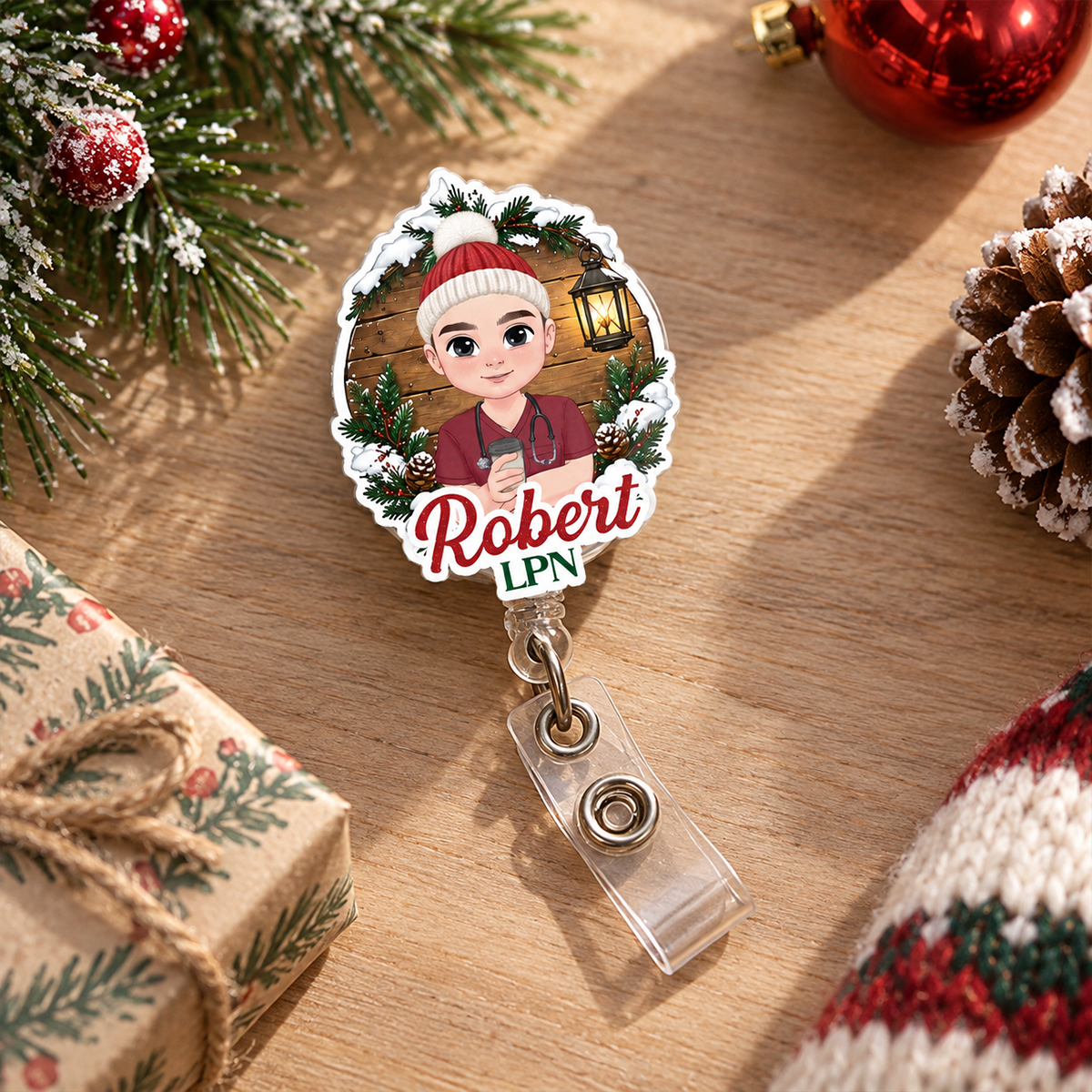 Wooden Nurse Style - Personalized Nurse Badge Reel