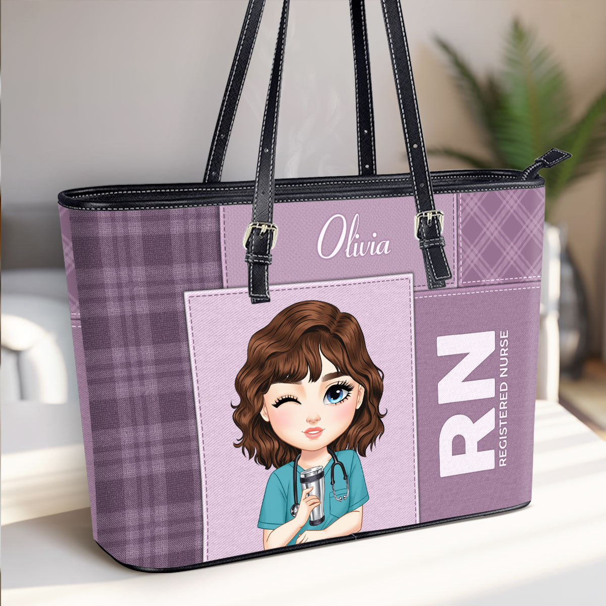 Flawless Nurse Style - Personalized Custom Nurse Leather Tote Bag
