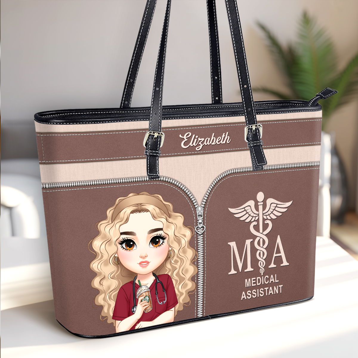 Nurse Graceful Soul - Personalized Custom Nurse Leather Tote Bag