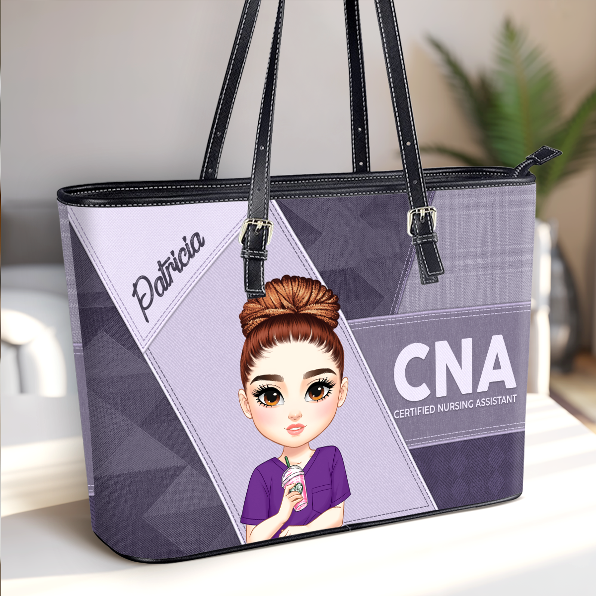 Lovely Smart Nurse - Personalized Custom Nurse Leather Tote Bag