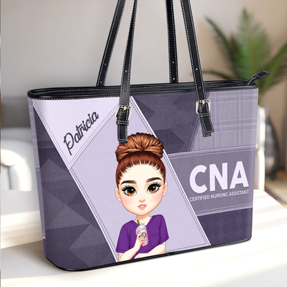Lovely Smart Nurse - Personalized Custom Nurse Leather Tote Bag