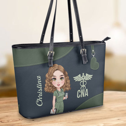 Nurse Amazing Life - Personalized Custom Nurse Leather Tote Bag