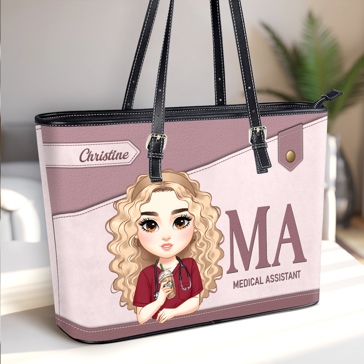 Diligent Nurse - Personalized Custom Nurse Leather Tote Bag