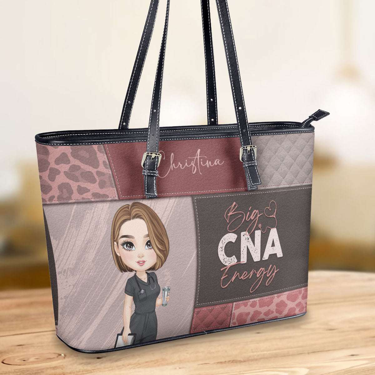 Nurse Energy - Personalized Custom Nurse Leather Tote Bag