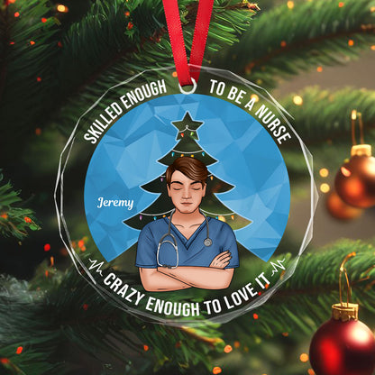 Skilled Nurse - Personalized Nurse Circle Glass Ornament