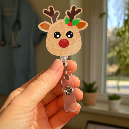 Christmas Reindeer - Badge Reel for Nurses