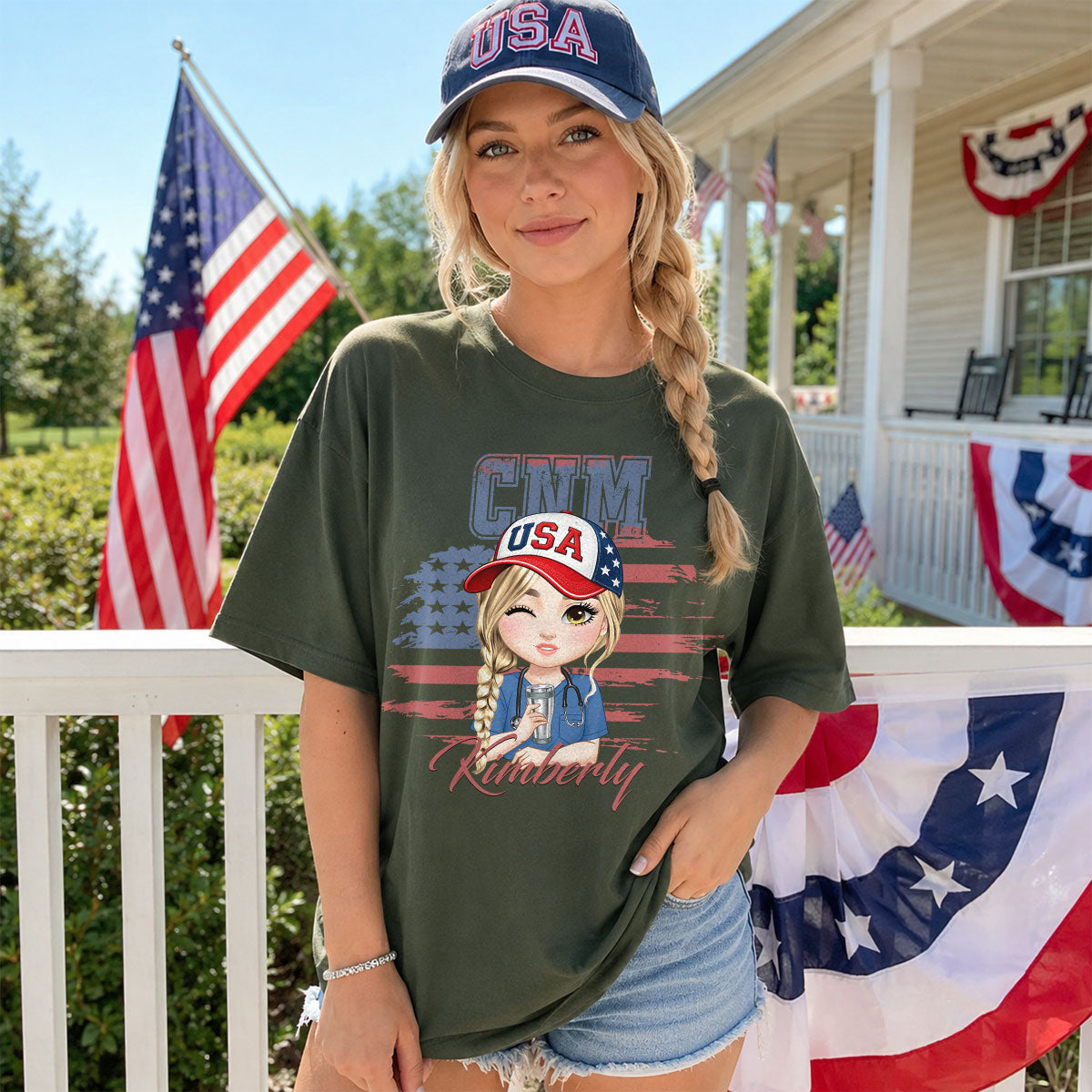 Patriotic Nurse (Dark Ver.) - Personalized Custom Nurse T-shirt, Hoodie, Sweatshirt