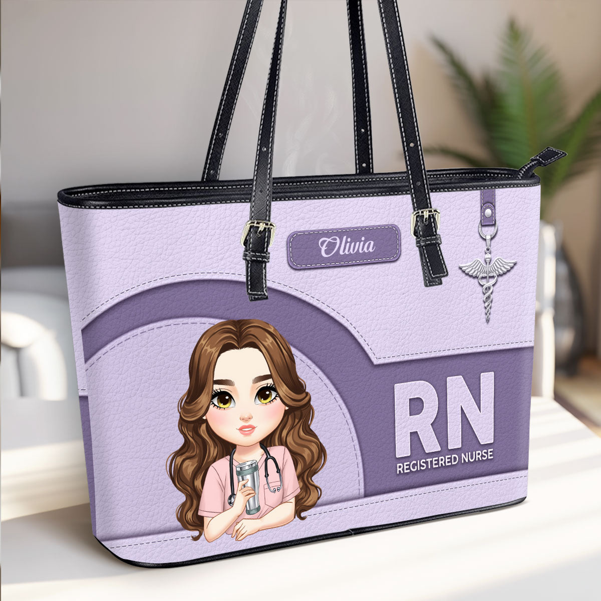 Nurse Classic - Personalized Custom Nurse Leather Tote Bag
