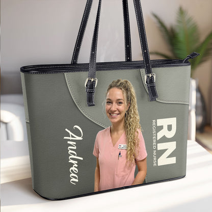 Refined Nurse Life Photo - Personalized Custom Nurse Leather Tote Bag