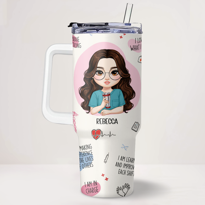 Affirmations For Nurse - Personalized Nurse 40oz Tumbler With Handle