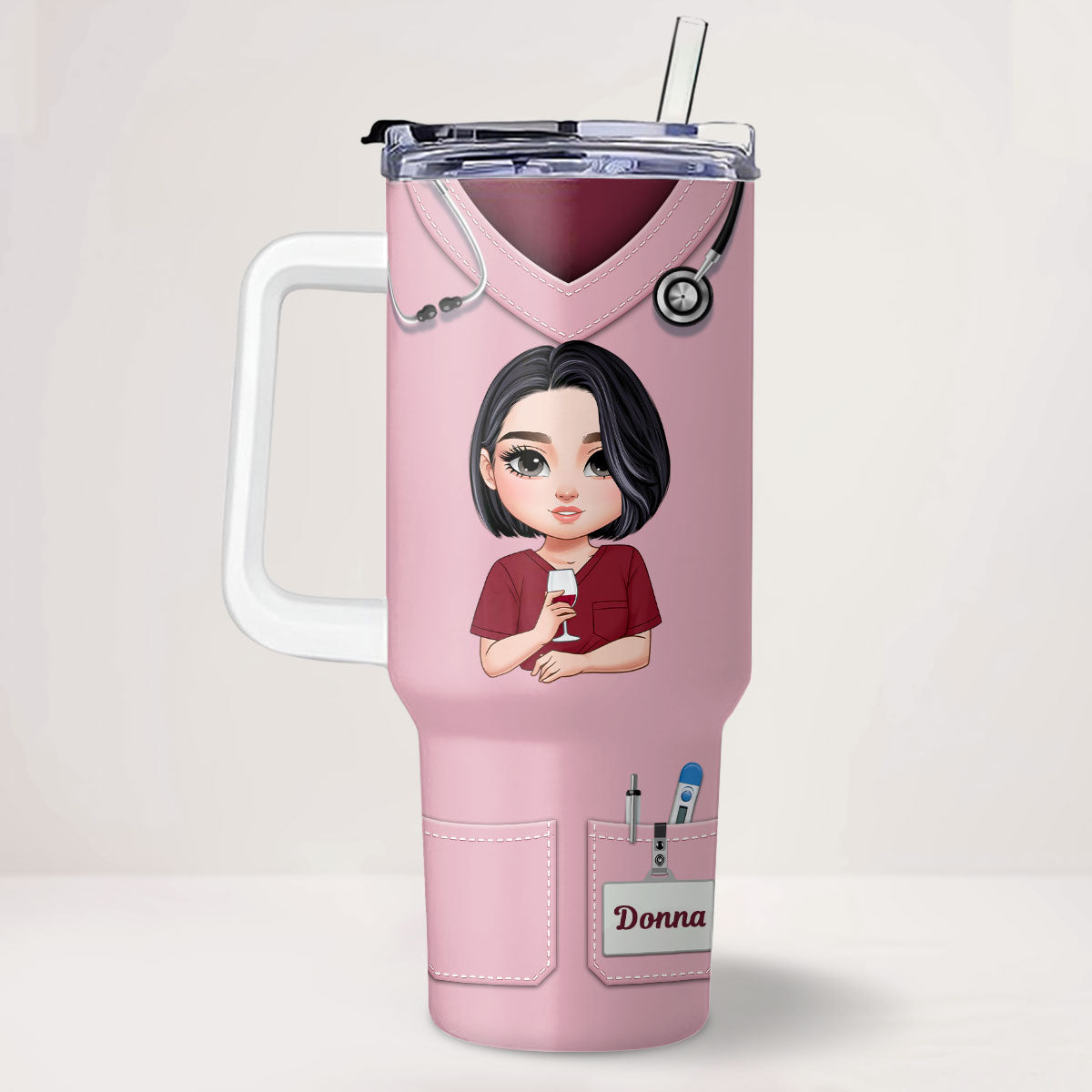 Nurse Scrubs - Personalized Nurse 40oz Tumbler With Handle