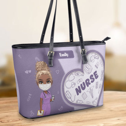 Stylish Nurse - Personalized Custom Nurse Leather Tote Bag